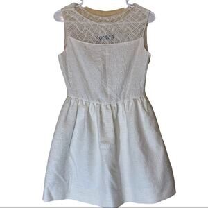 Zara Woman Dress Cream White Textured Sleeveless Formal Short Medium